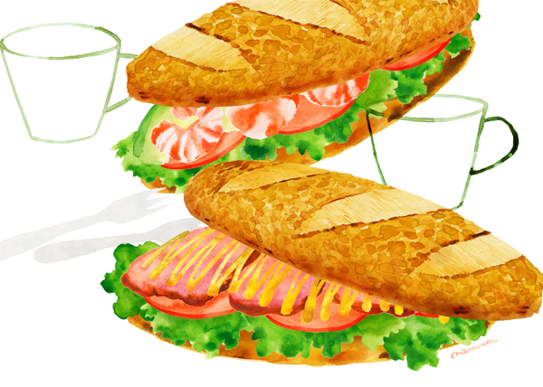 サンドイッチとファーストフードのイラスト（画像6点）